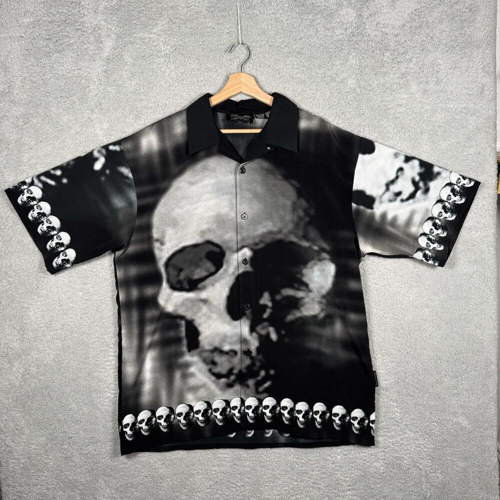 Vintage AOP Dragonfly Skull Button Up 2XL